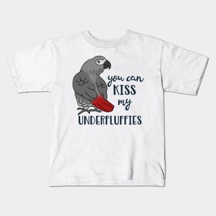 You can kiss my underfluffies African Grey parrot Kids T-Shirt